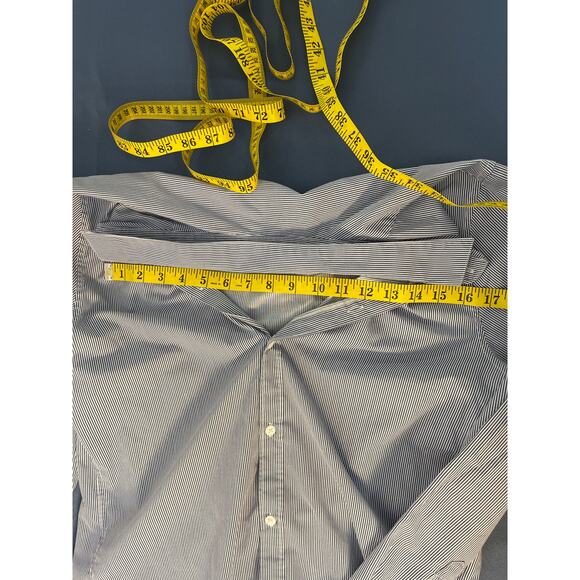 H&M Striped Long Sleeve Collared Button Up Shirt Color Navy Blue/White Size M - Picture 6 of 9